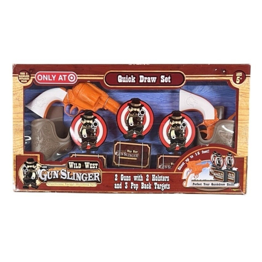 Wild West Gun Slinger Electronic Target Quick Draw Set w/2 Guns & 3 Targets Rare